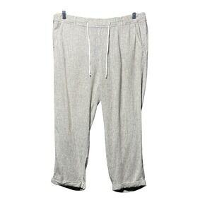 Susina Womens Linen Blend Cropped Lounge Pants Small Pull On Capri